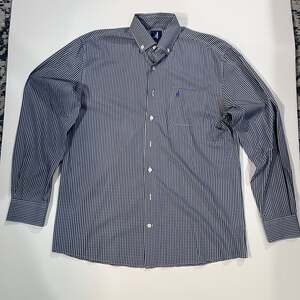 Johnnie-O Men's Blue Gingham Check LS Button Up Shirt Medium
